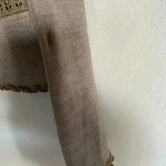 St. John Collection Embellished Ruffle Trim Striped Crew Neck Brown Sweater M - Picture 5 of 14